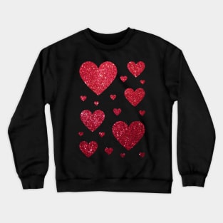 Traditional Red Faux Glitter Hearts Crewneck Sweatshirt